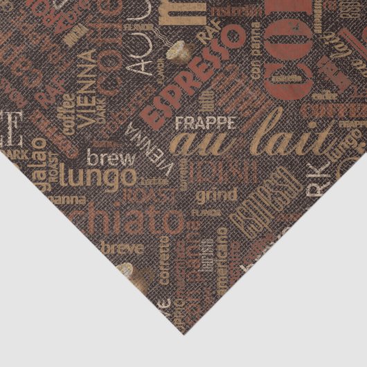 Kaffee auf Burlap Word Cloud Brown ID283 Seidenpapier (Ausschnitt)