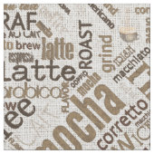 Kaffee auf Burlap Word Cloud Brown ID283 Stoff (Nahaufnahme)