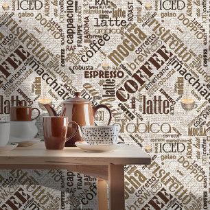 Kaffee auf Burlap Word Cloud Brown ID283 Tapete
