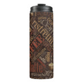 Kaffee auf Burlap Word Cloud Brown ID283 Thermosbecher (Vorderseite)
