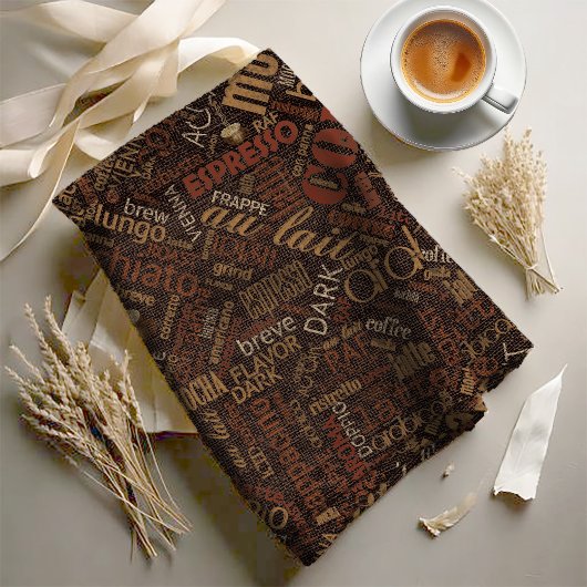Kaffee auf Burlap Word Cloud Kastanien ID283 Stoff