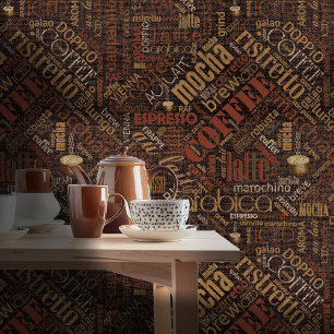 Kaffee auf Burlap Word Cloud Kastanien ID283 Tapete