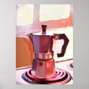 Kaffee auf dem Stove Poster