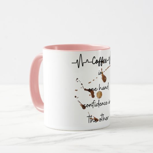 Kaffee auf der einen Seite Vertrauen in die andere Tasse (Vorderseite Links)