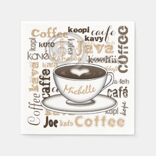 Kaffee-auf der ganzen Welt Name Serviette