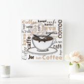 Kaffee auf der ganzen Welt Quadratische Wanduhr (Zuhause)
