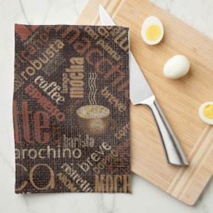 Kaffee auf Jute-Wortwolke Braun ID283 Geschirrtuch