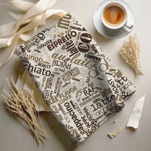 Kaffee auf Jute-Wortwolke Braun ID283 Stoff
