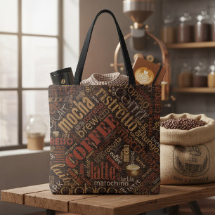 Kaffee auf Jute Wortwolke Braun ID283 Tasche