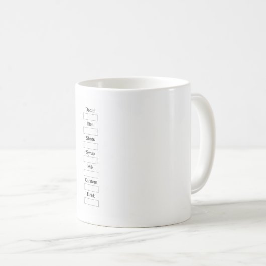 Kaffee-Auftrags-Diagramm-Tasse Kaffeetasse (VorderseiteRechts)