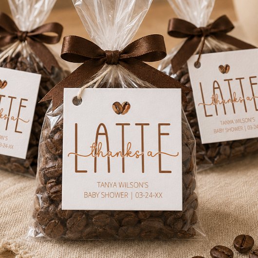 Kaffee-Baby-Dusche dank einer Latte Geschenkanhänger