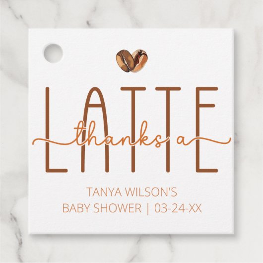Kaffee-Baby-Dusche dank einer Latte Geschenkanhänger (Vorderseite)