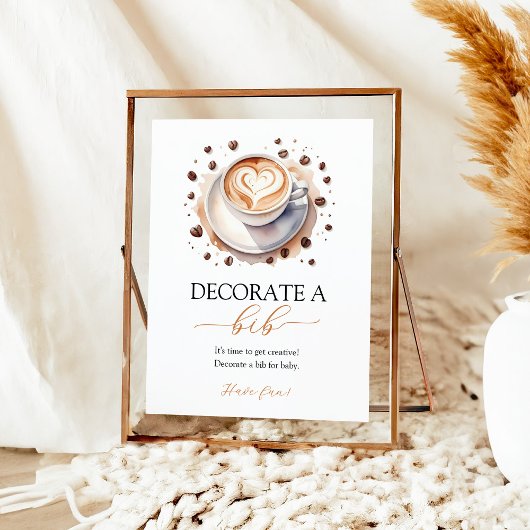 Kaffee-Baby-Dusche Dekorieren ein Bib-Zeichen Poster