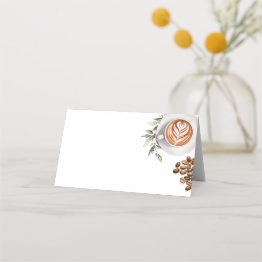 Kaffee Baby-Dusche - ein Baby Brauen Food Label Platzkarte (Vorderseite)