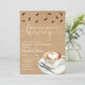 Kaffee-Baby-Shower-Foto-QR-Code Einladung (Stehend Vorderseite)