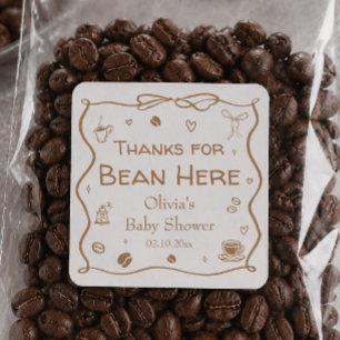 Kaffee-Baby-Shower-Kaffeebohnen-Gastgeschenk Quadratischer Aufkleber