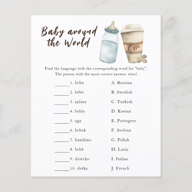 Kaffee-Babydusche - Baby auf der ganzen Welt (Vorderseite)