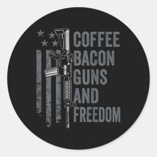 Kaffee Bacon Guns & amp; Freiheit - Grillen Grill Runder Aufkleber