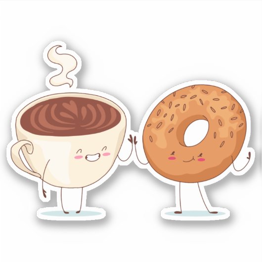 Kaffee & Bagel oder Donut - Aufkleber (Vorderseite)