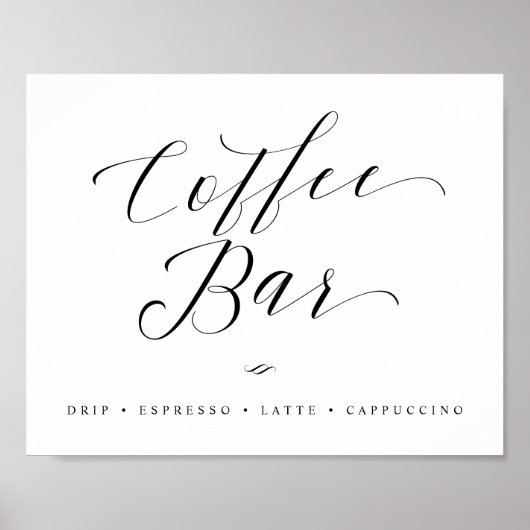 Kaffee Bar Chic Brautparty oder Hochzeitszeichen Poster (Vorne)