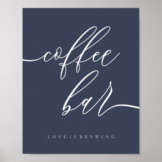 Kaffee-Bar Einfach Navy Poster (Vorne)