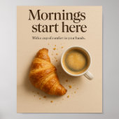 Kaffee Bar Minimalistisch Croissant & Espresso Pos Poster (Vorne)