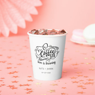 Kaffee Bar monogramm Hochzeitspapier Tasse Set Pappbecher