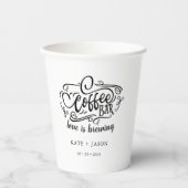 Kaffee Bar monogramm Hochzeitspapier Tasse Set Pappbecher (Vorderseite)
