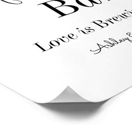 Kaffee Bar Schwarz-weiß Polterabend Poster (Ecke)