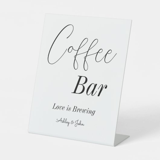 Kaffee Bar Schwarz-weiß Polterabend Sockelschild (Vorderseite)