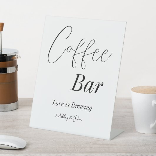 Kaffee Bar Schwarz-weiß Polterabend Sockelschild (In SItu)