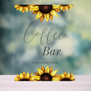 Kaffee Bar Sonnenblume Hochzeitsfeier Brautparty Acrylschild