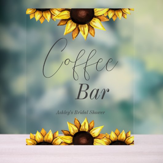 Kaffee Bar Sonnenblume Hochzeitsfeier Brautparty Acrylschild (Neutral)