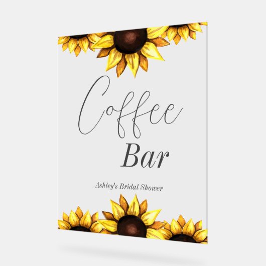 Kaffee Bar Sonnenblume Hochzeitsfeier Brautparty Acrylschild (Winkel)