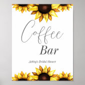 Kaffee Bar Sonnenblume Hochzeitsfeier Brautparty Poster (Vorne)