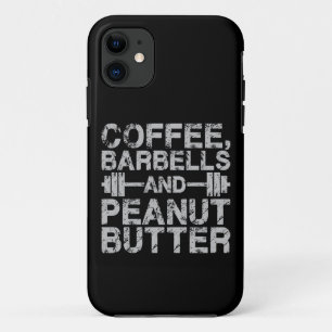 Kaffee, Barbells und Erdnussbutter - Funny Workout iPhone 11 Hülle