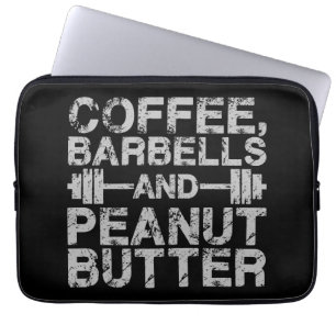 Kaffee, Barbells und Erdnussbutter - Funny Workout Laptopschutzhülle