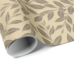 Kaffee Baum Blätter Braun Muster Geschenkpapier