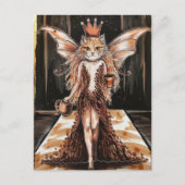 Kaffee Bean Dress Cat Fairy auf der Mode Show Postkarte (Vorderseite)