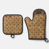 Kaffee Bean Earthy Boho Rustic Ofenhandschuh & Topflappen-Set (Vorderseite)