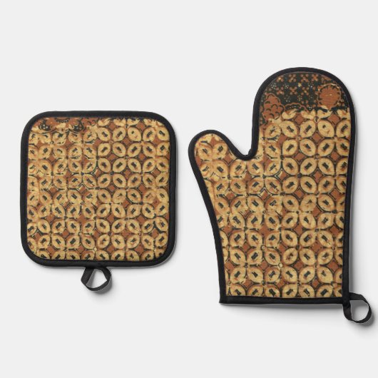 Kaffee Bean Earthy Boho Rustic Ofenhandschuh & Topflappen-Set (Vorderseite)