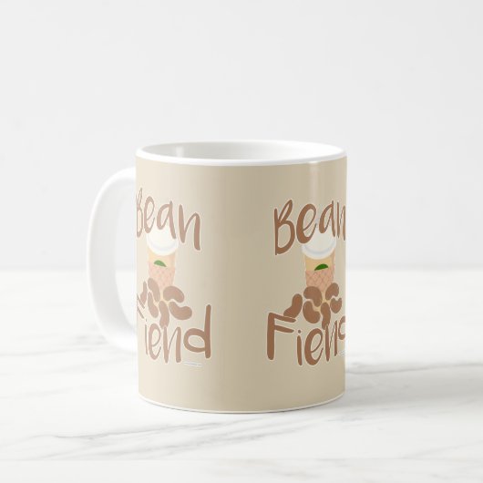 Kaffee Bean Fiend Funny Java Junkie Slogan Kaffeetasse (Vorderseite Links)