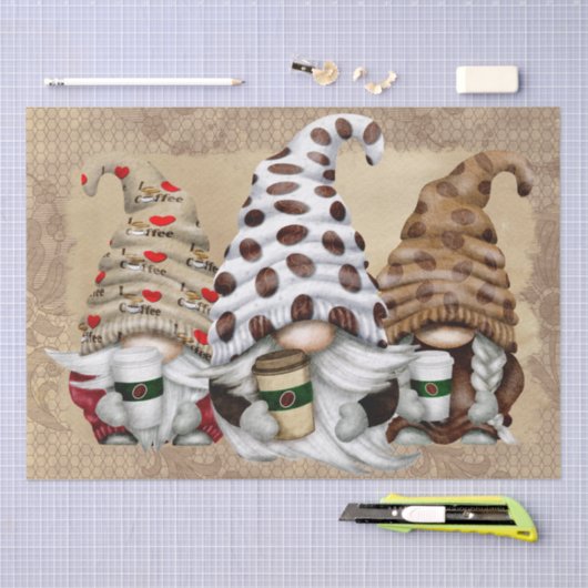 Kaffee Bean Latte Gnomes Decoupage Seidenpapier (Handwerk)