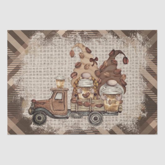 Kaffee Bean Latte Gnomes Decoupage Seidenpapier (Vorderseite)