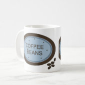 Kaffee Beeren Zeichen in blau und braun Kaffeetasse (Vorderseite Links)