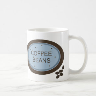 Kaffee Beeren Zeichen in blau und braun Kaffeetasse