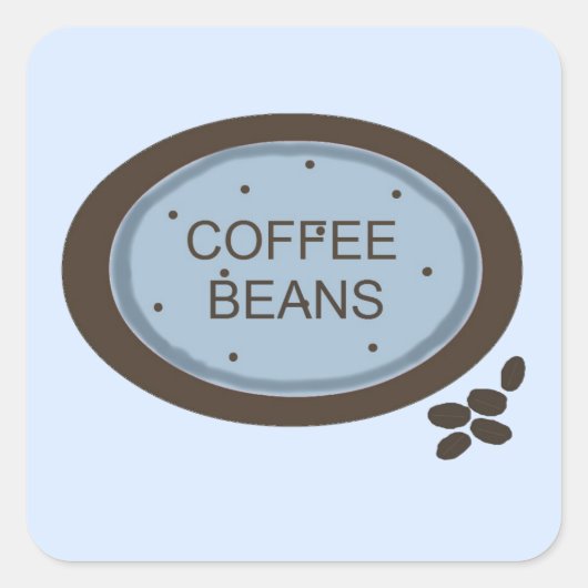 Kaffee Beeren Zeichen in blau und braun Quadratischer Aufkleber (Vorderseite)