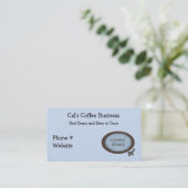 Kaffee Beeren Zeichen in blau und braun Visitenkarte (Stehend Vorderseite)