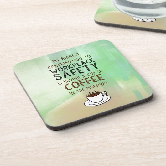 Kaffee - Beitrag zur Arbeitsplatz-Sicherheit Untersetzer (Linke Seite)