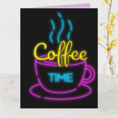 KAFFEE BIRTHDAY GROSSE NEON RETRO FRAMABLE CARD KARTE (Gelbe Blume)